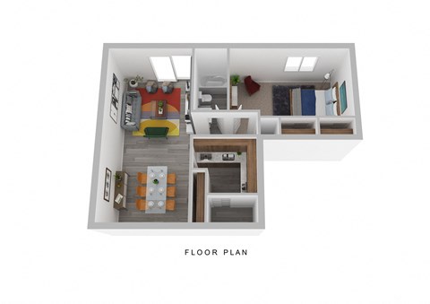 Floor plan for 1 bed, 1 bath